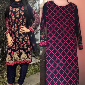 Stunning three pc Pakistani Indian salwar kameez